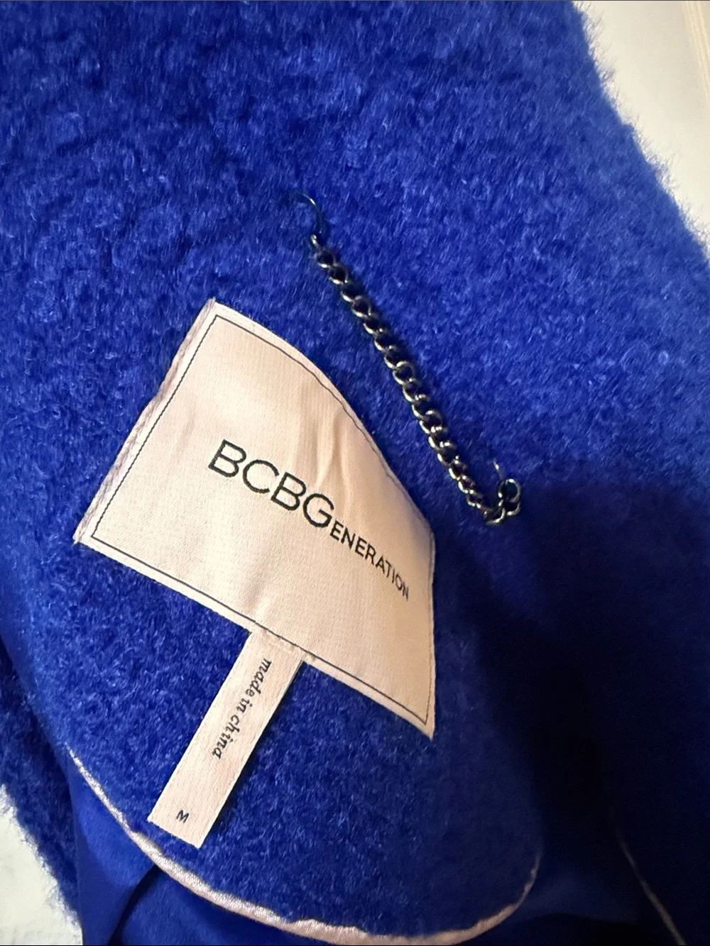 BCBGeneration Royal Blue Long Bouclé Coat - Picture 10 of 13